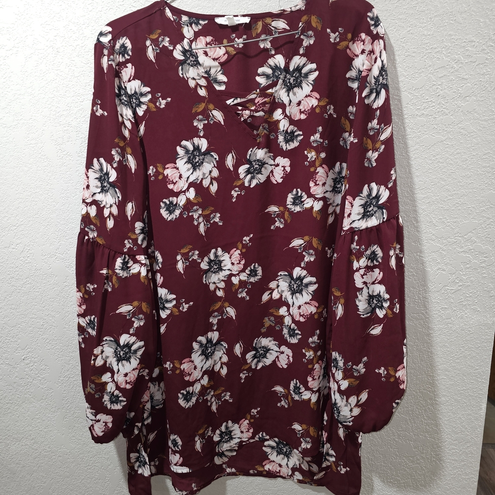 Maurices Burgundy Floral Top
